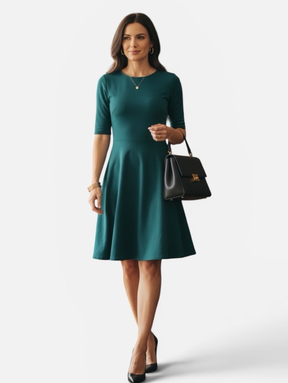 Banana Republic Teal Fit-and-Flare Midi Dress